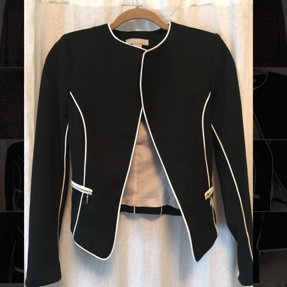 Black Blazer with White Piping
